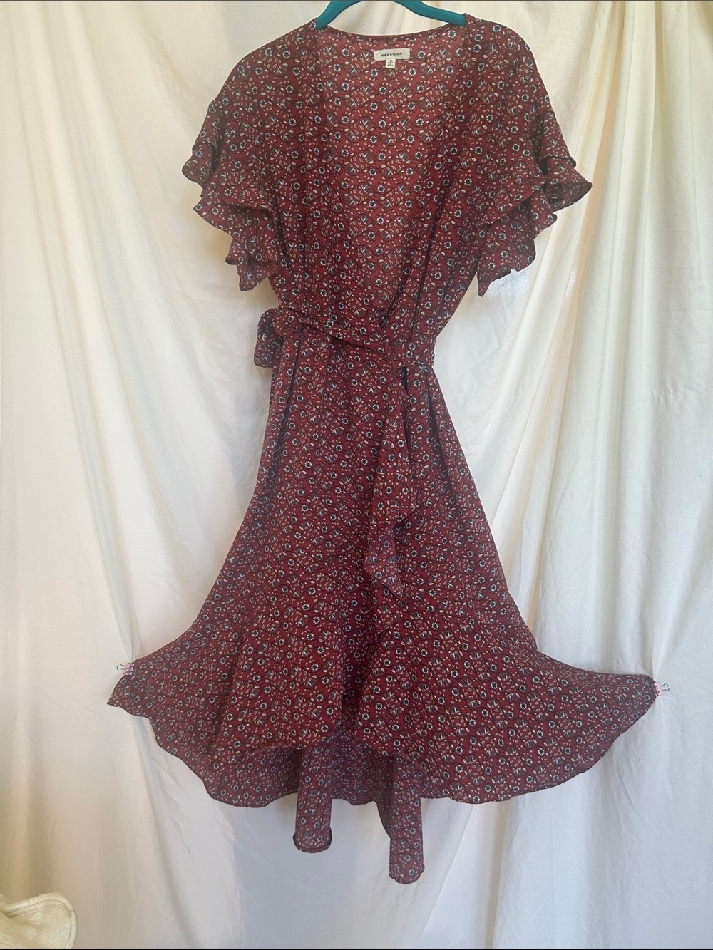 Max Studio Maroon Floral Dress
